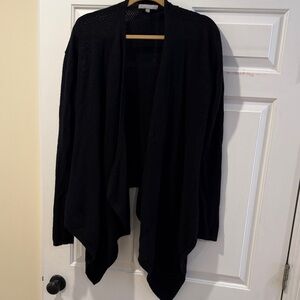 Neiman Marcus Cashmere Black Draped Cardigan